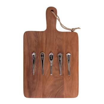J. Elliot Ched Cheese Board & 5pc Marker Set 38x23x2cm Natural & Silver
