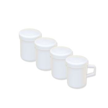 4x Cuisena Plastic 200ml Kitchen Shaker w/ Handle - White