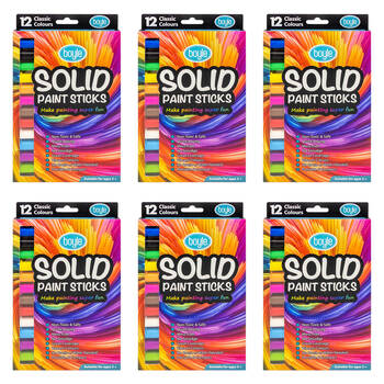 6x 12pc Boyle Solid Paint Stick Classic Non-Toxic Kids Art/Drawing Pens 3y+