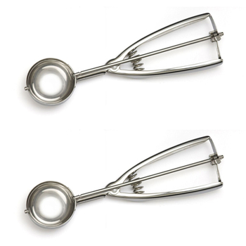 2x Cuisena 5cm Stainless Steel Mechanical Ice Cream Scoop - Silver