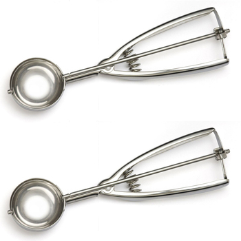2x Cuisena 6cm Stainless Steel Mechanical Ice Cream Scoop - Silver