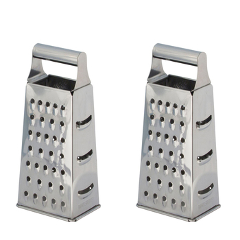 2x Cuisena 4-Sided Stainless Steel Box Grater - Silver
