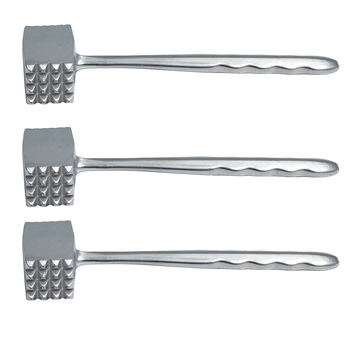3x Cuisena Aluminum Meat Tenderiser Double-Sided Mallet - Silver