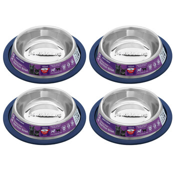 4PK Paws & Claws Stainless Steel Pet Bowl Blue Anti-Skid 180Ml
