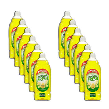 12PK Morning Fresh Dishwashing Liquid 675ml Lemon Fresh - Yellow