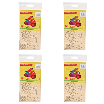 4x 8pc Ugears 3D Colouring Motorcyclist DIY Wooden Puzzle Kit/Model Set 5+