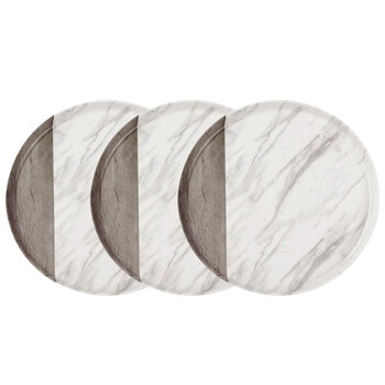 3PK Lemon & Lime Matte Melamine Round 35cm Platter Endwood Marble