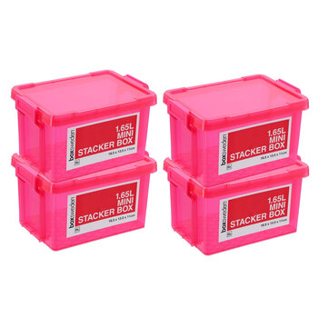 4PK Boxsweden Mini Stacker Box 1.65L 19.5X13.5X11cm Pink