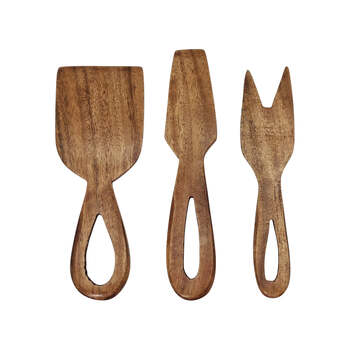3pc J.Elliot Home Brooks Acacia Wood Cheese Knives Set - Natural
