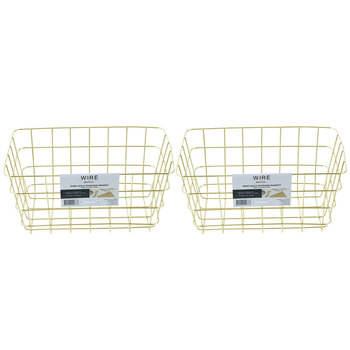 2PK Boxsweden Medium 30x21cm Wire Storage Basket - Gold