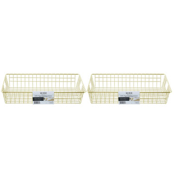 2PK Boxsweden 40x7.5cm Wire Storage Basket - Gold