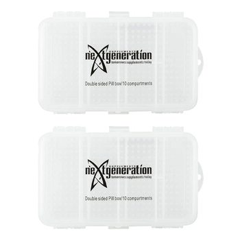 2PK Next Generation Supplements Double Sided Pill Box 10 Compartments Clear