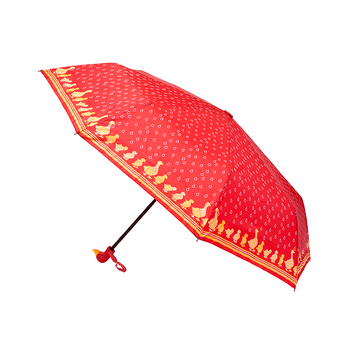 Clifton Women's Folding 100cm Duck Handle/Print Umbrella - Red