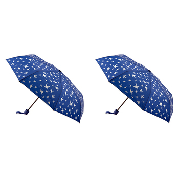 2PK Clifton UPF50+ Royal w/ White Birds Print Mini Maxi Umbrella