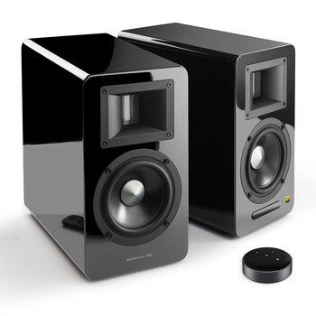 Airpulse A100 Active Wireless Bookshelf Speakers and WiiM Mini Black