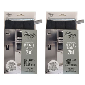 2PK Hagerty Cleaning Products Microfibre Glove for Stainless Steel