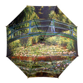 Clifton Women's Walking 103cm Wood Handle Umbrella - Water Lily Pond