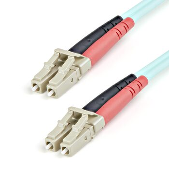 Star Tech 1m LC Fiber Optic Cable 10Gb Aqua - MM Duplex 50/125 - LSZH