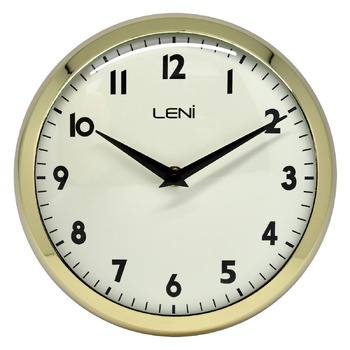 Leni 23cm Metal Round Silent Sweep School Wall Clock - Gold
