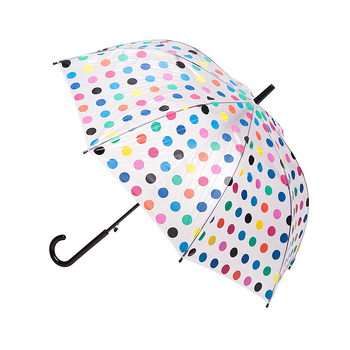 Clifton Women’s Walking 97cm Auto Open Clear Umbrella - Multi-Colour Spots