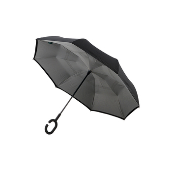 Clifton Outside-In Reverse Cover 107cm Windproof Umbrella - Black/Grey