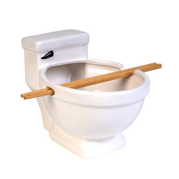 Noodle Bowl W/Chopsticks Toilet Contemporary Novelty White Ceramic Dinnerware