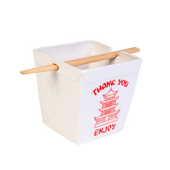 Noodle Bowl W/Chopsticks Takeaway Contemporary White Ceramic Dinnerware