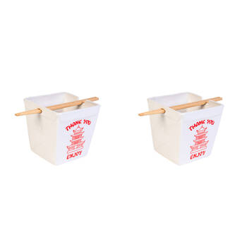 2PK Noodle Bowl W/Chopsticks Takeaway Contemporary White Ceramic Dinnerware