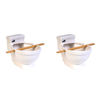 2PK Noodle Bowl W/Chopsticks Toilet Contemporary Novelty White Ceramic