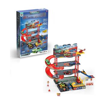 ABT Kids Playset Multi Level Parking Garage 4-Levels W/ Vehicles 3Y+