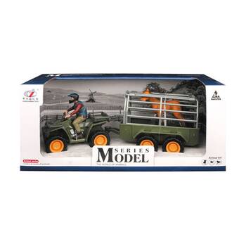 ABT Kids Toy Quad Bike Vehicle W/ Trailer & Farm Animal 3Y+ Assorted