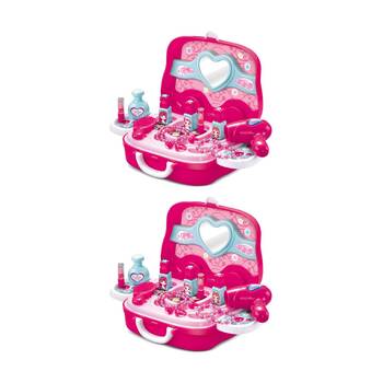 2x 19pc ABT Kids Play Pretend Pink Beauty Set W/ Wheely Case 3Y+