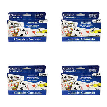 4PK Classic Canasta Playing Card Game w/ Value Points Poker Play Kids/Family 8y+