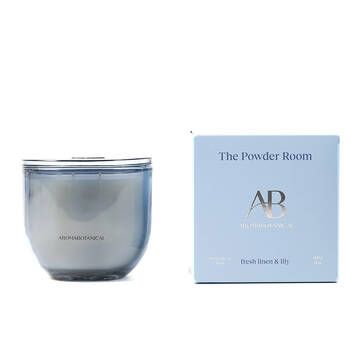 Aromabotanical Powder Room Fresh Linen Scent Home Fragrance Candle Jar 400g
