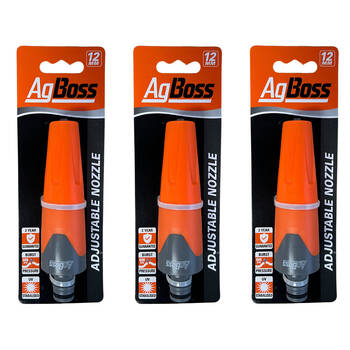 3PK AgBoss Anti-Leak Adjustable Gardening Spray Nozzle 12mm Orange and Black