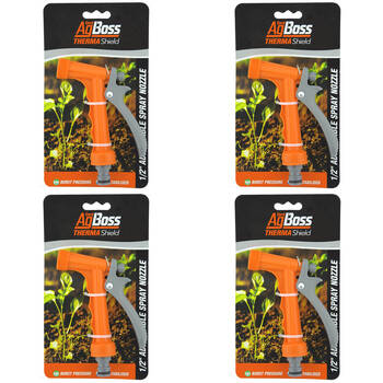 4PK AgBoss Plastic Gardening Spray Nozzle 1/2 Inch Orange and Black