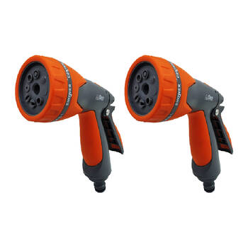 2PK AgBoss 8-Pattern Adjustable Gardening Spray Gun Orange and Black
