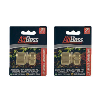 2PK AgBoss Brass Water Gardening Hose Mender/Adapter Durable 1/2 Inch