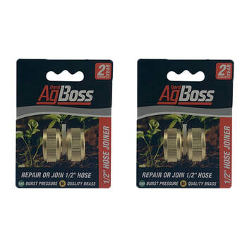 2PK AgBoss Durable Brass Gardening And Hose Mender/Joiner 1/2 Inch