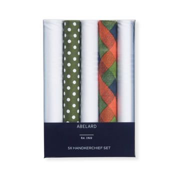 5pc Abelard Classic Mens Cotton Hankerchief Set - Green