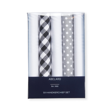 5pc Abelard Classic Mens Cotton Hankerchief Set - Grey