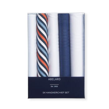 5pc Abelard Classic Mens Cotton Hankerchief Set - Navy