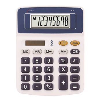 Jastek Compact Desktop 8 Digit Math Calculator Blue