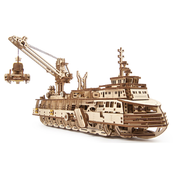 Ugears Research Vessel Mechanical DIY Wooden 3D Puzzle 7pc