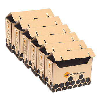 6PK Marbig Enviro Storage Box Document Organiser 37.5cm