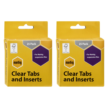 50pc Marbig Suspension File Tabs & Inserts Set - Clear