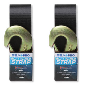2PK Sea Pro Heavy-Duty Boat Winch Strap High Tensile 2300kg - Black