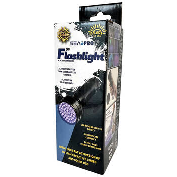 Sea Pro Aluminium Fishing UV Torch Flashlight 5.7x14.7cm - Black