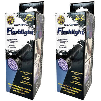2PK Sea Pro Aluminium Fishing UV Torch Flashlight 5.7x14.7cm - Black