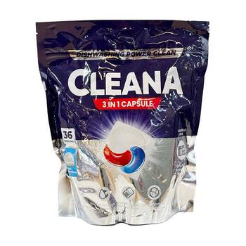 36PK Cleana Power Clean Dishwashing Pod 3-in-1 Capsule 540g Lemon Scent
